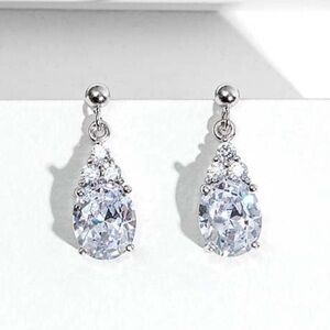 Sterling Silver Cubic Zirconia Teardrop Earrings